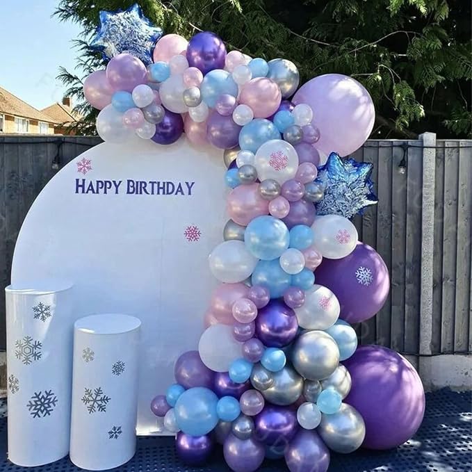 Frozen Balloons, 12 Inch Blue and Purple Balloons, Metallic Silver Blue Frozen - Image 4