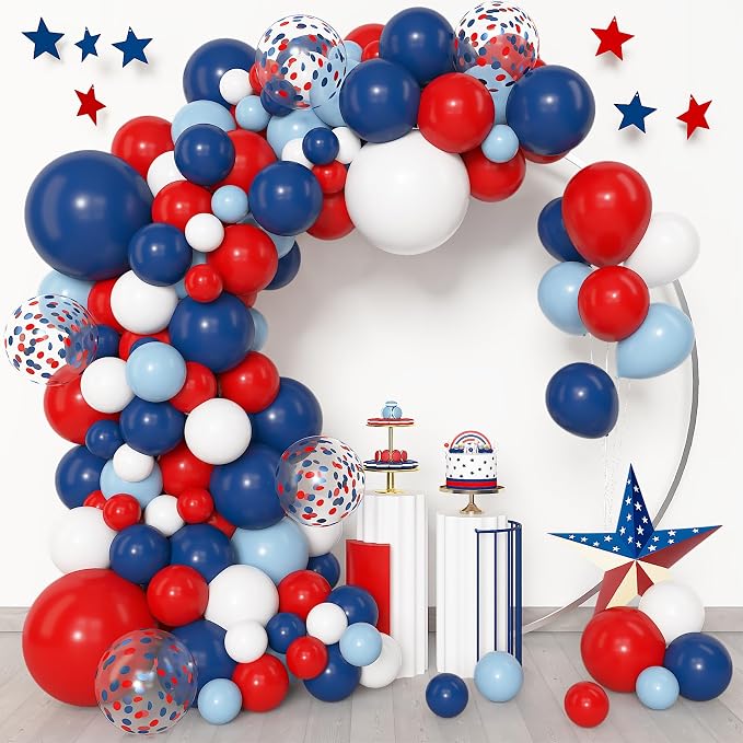 Amandir 153pcs Red White and Blue Balloons Arch Garland Kit, Different Sizes 18 - Image 4