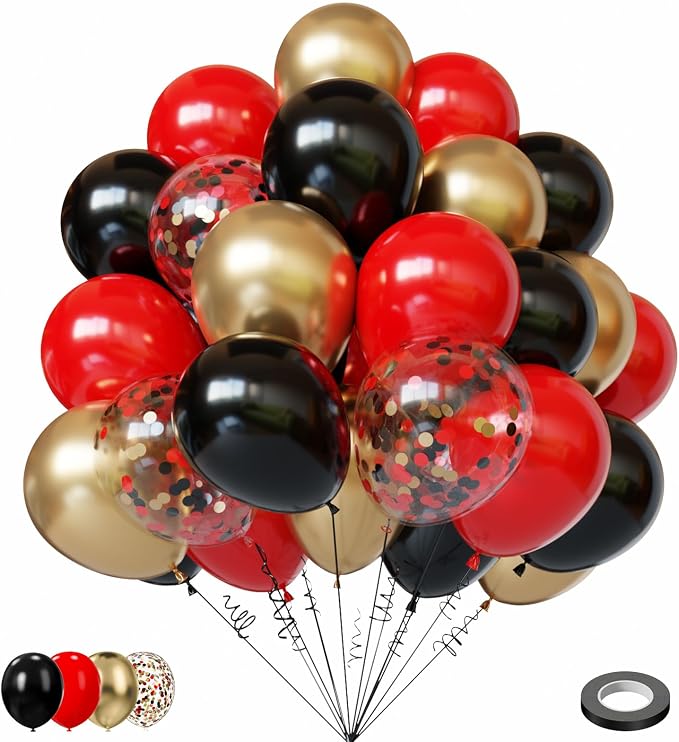 Lukiituke 75PCS Balloon, and Gold, Casino Theme Party Decorations, New Year by Lukiituke