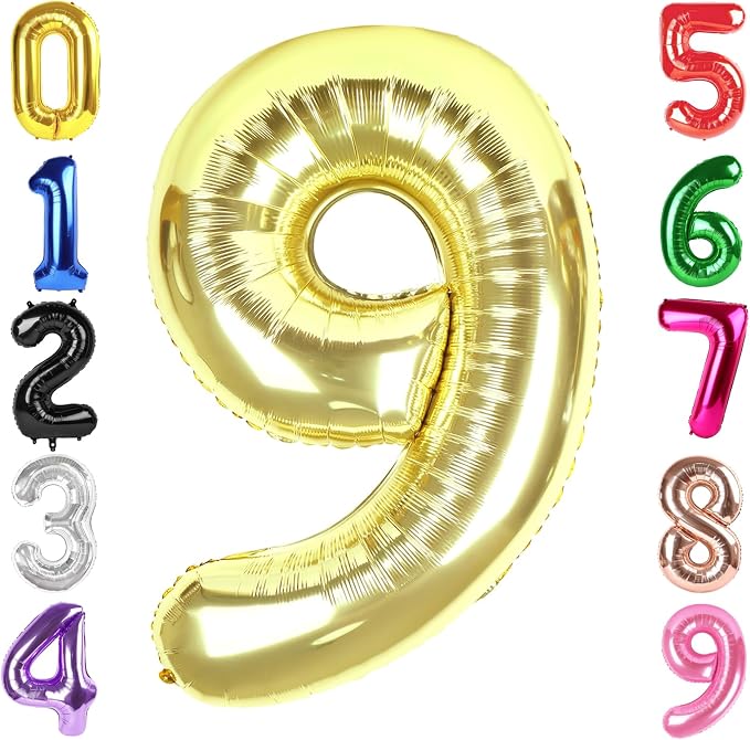 40 Inch Light Gold Number 9 Balloon, Champagne Birthday Party Decorations | 40 by Hadoife