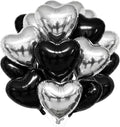 TONIFUL 30 Pcs Black Silver Heart Balloons 18 Inch Heart Shape Foil Balloon | by TONIFUL