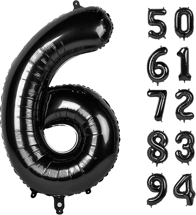IWERP Black 40 Inch Number Balloon, 6th Birthday Decorations by IWERP