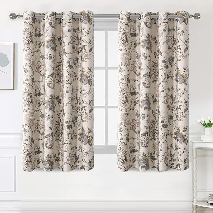 H.VERSAILTEX Blackout Curtains 63 Inch Length 2 Panels Set Floral Print Curtain - Image 2