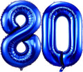 Navy Blue Number 80 Balloons, 40 Inch Dark Blue 80th Birthday Balloons Large by BBPOOL