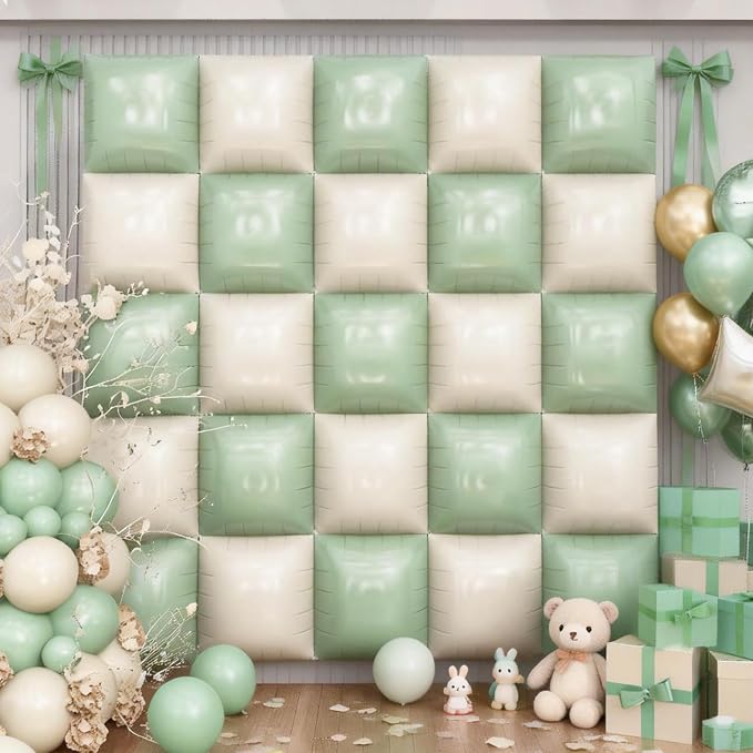 HILAVO Sage Green Square Foil Balloon Wall by HILAVO