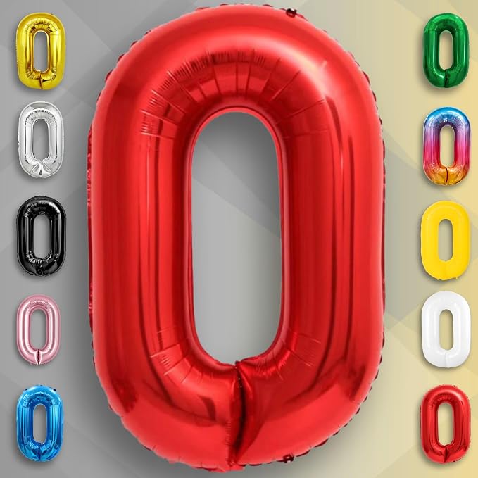 Red Number Balloon 0 Mylar Foil Balloons 40 inch - Image 3