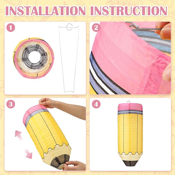 Retisee 12 Pcs Pencil Hanging Paper Lanterns Classroom Decoration | Back to - Image 5