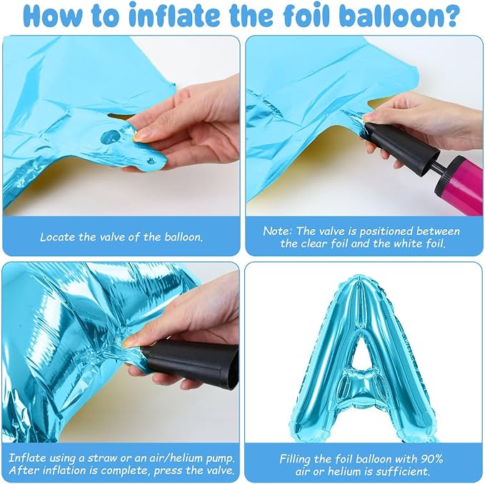 29PC Light Blue Happy Birthday Balloon Banner, 16 Inch 3D Letter Banner Sign - Image 7