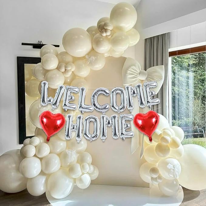 TONIFUL 16 Inch Silver WELCOME HOME Foil Letter Balloons Banner Decoration | - Image 4