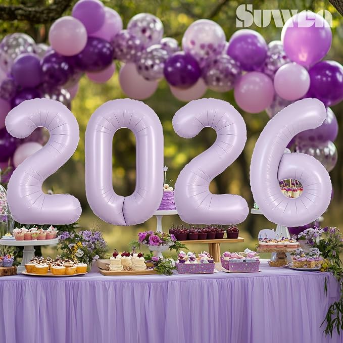 SUWEN 40 Inch Light Purple Lavender Big 2 Balloon Number Foil Helium 0-9 | 10th - Image 5