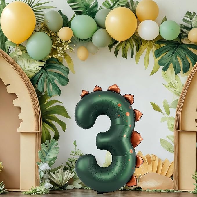 Dinosaur Number 3 Balloon, 30 Inch Birthday Party Decorations - Image 2