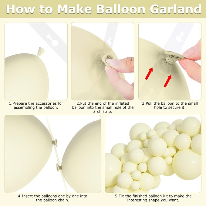 Amandir 153pcs Pastel Yellow Balloons Arch Garland Kit Different Sizes 18 12 10 - Image 5