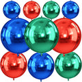 Red Blue Green Round Foil Balloons, Metallic Red Blue Green Foil Baloon by FunHot