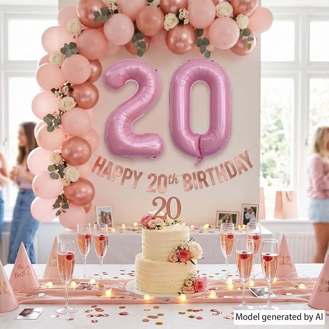 Pearlescent Pink Number 20 Balloon 40 Inch, Shiny Foil - Image 6