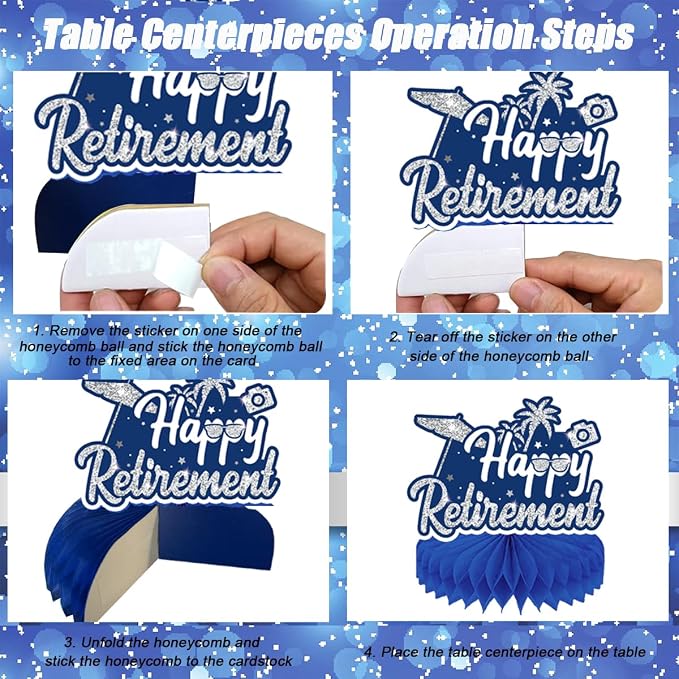 Happy Retirement Party Decorations Men Women, Happy Banner, Hanging Swirls - Image 6