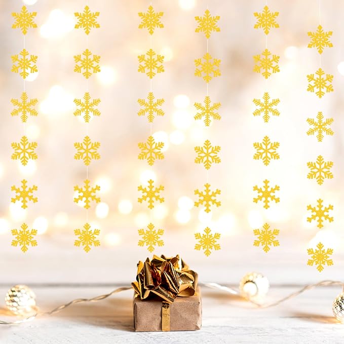 Gold Snowflake-Snow Christmas Party-Decorations Garland - Image 5