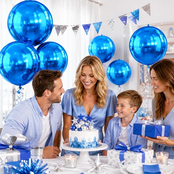 10Pcs Blue Round Foil Balloons, Metallic Light Blue Foil Baloon - Image 7