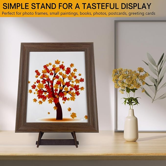2 Pack 10 Inch Plate Display Stands - Wooden Picture Frame Holder for Books, Photo, Platter | Tabletop Decorative Stand