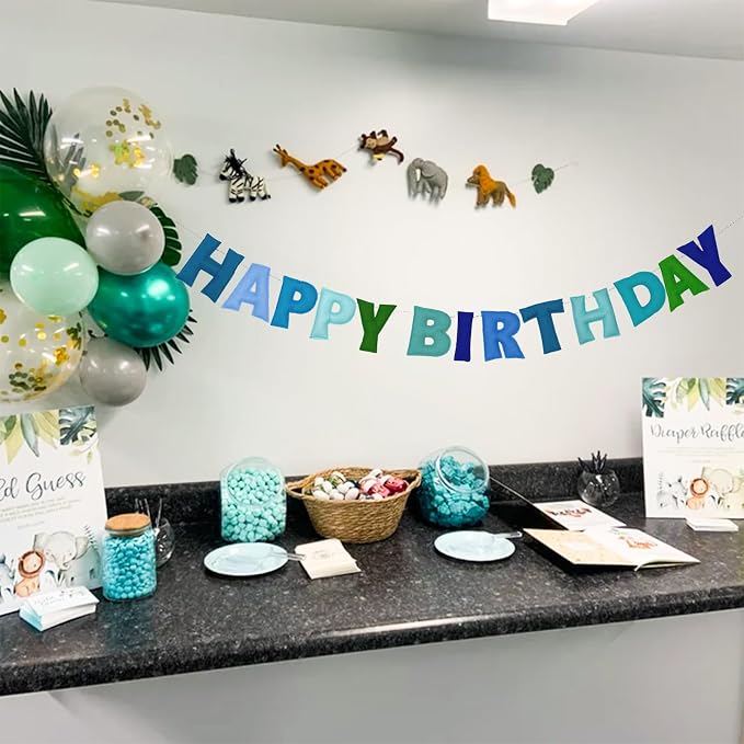 Pre-Strung 3D Felt Happy Birthday Banner, Handmade Happy Birthday Sign - Image 3