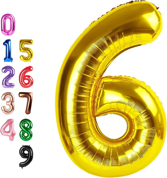 Number Balloons Gold 6 Balloon 40 inch by Enyeopd