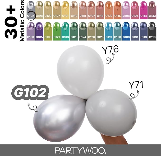 PartyWoo Silver Balloons 99pcs Different Sizes of 36 18 12 10 5 Inch | Balloons - Image 4