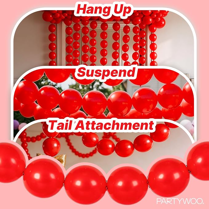 PartyWoo Red Linking Balloons 100pcs 12 Inch Red Link Balloons | - Image 6