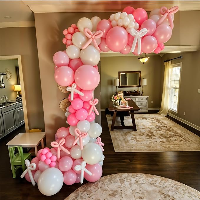Pink and White Balloon Arch Kit, Baby Pink Clear Long Balloons - Image 7