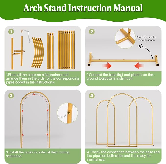 7.2FT Metal Wedding Arch Backdrop Stand, Stable Balloon Arch Frame - Image 5