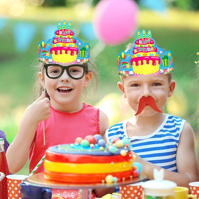 36 Pack Birthday Crowns for Kids Colorful Paper Party Hats Birthday Crown Set - Image 7