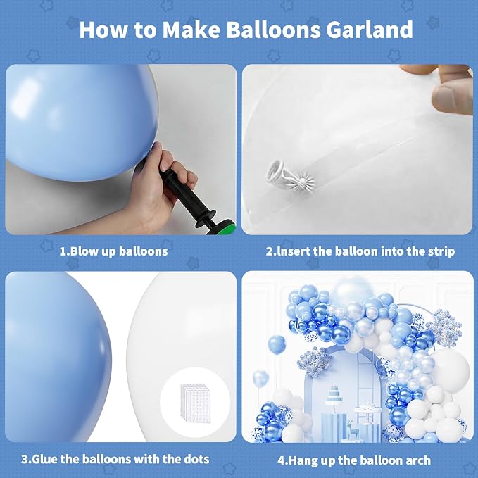 Blue Balloons Arch Kit, Baby Blue Latex Balloons - Image 4