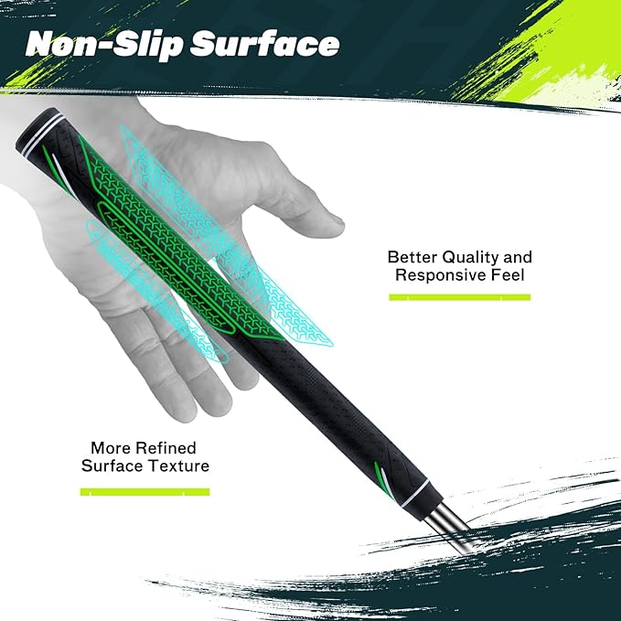SAPLIZE High-performance Rubber Golf Grips 13 Pack, High Shock Absorption, Non-slip, Choose from 13 Grips with 15 Tapes or Full Regripping Kit, Std/Mid/Jumbo, CC10 Series