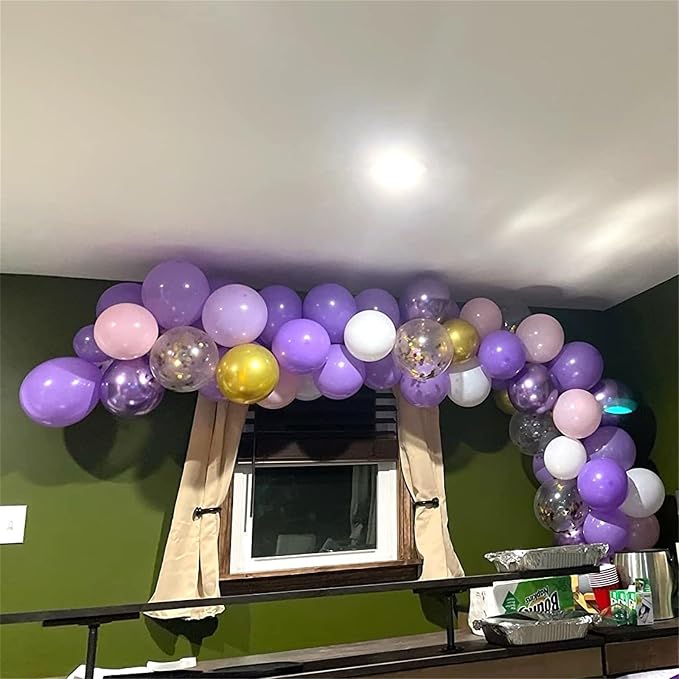 Pastel Pink and Purple Balloons, 12 Inch Metallic Purple Lilac Pink Confetti - Image 6