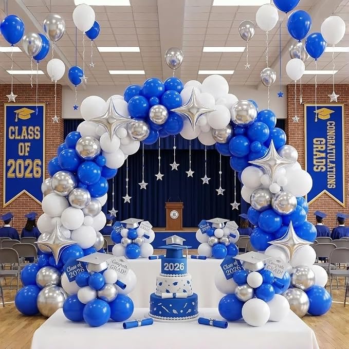 Royal Blue and Silver Balloons for Graduation Party Decorations, 12In Dark Navy - Image 5