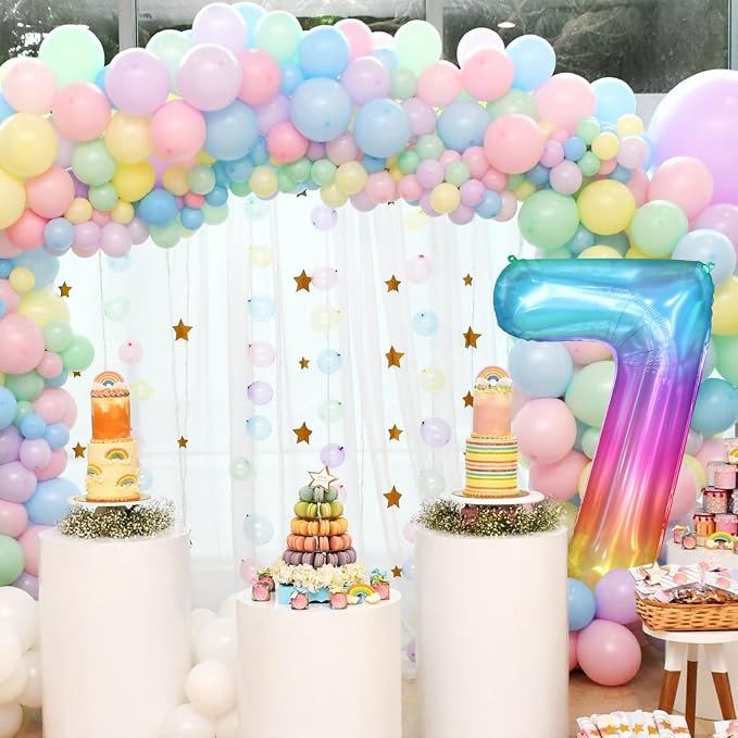 40 Inch Rainbow Number Balloon 7, Large Number Foil Balloons Mylar - Image 7