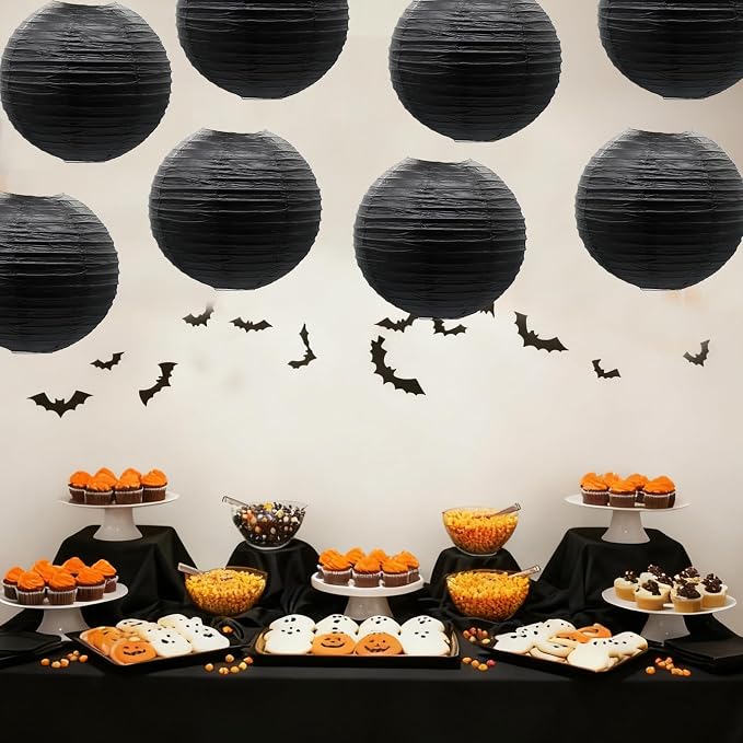 Black Paper Lanterns Hanging Chinese Round Lanterns - Image 4