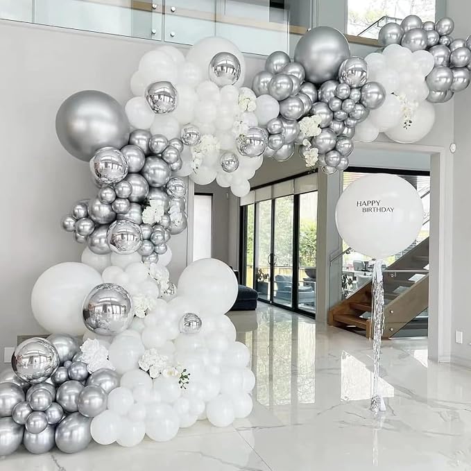 Metallic Silver Balloons 12 inch, Baby Shower, Birthday Party Decorations - Image 4
