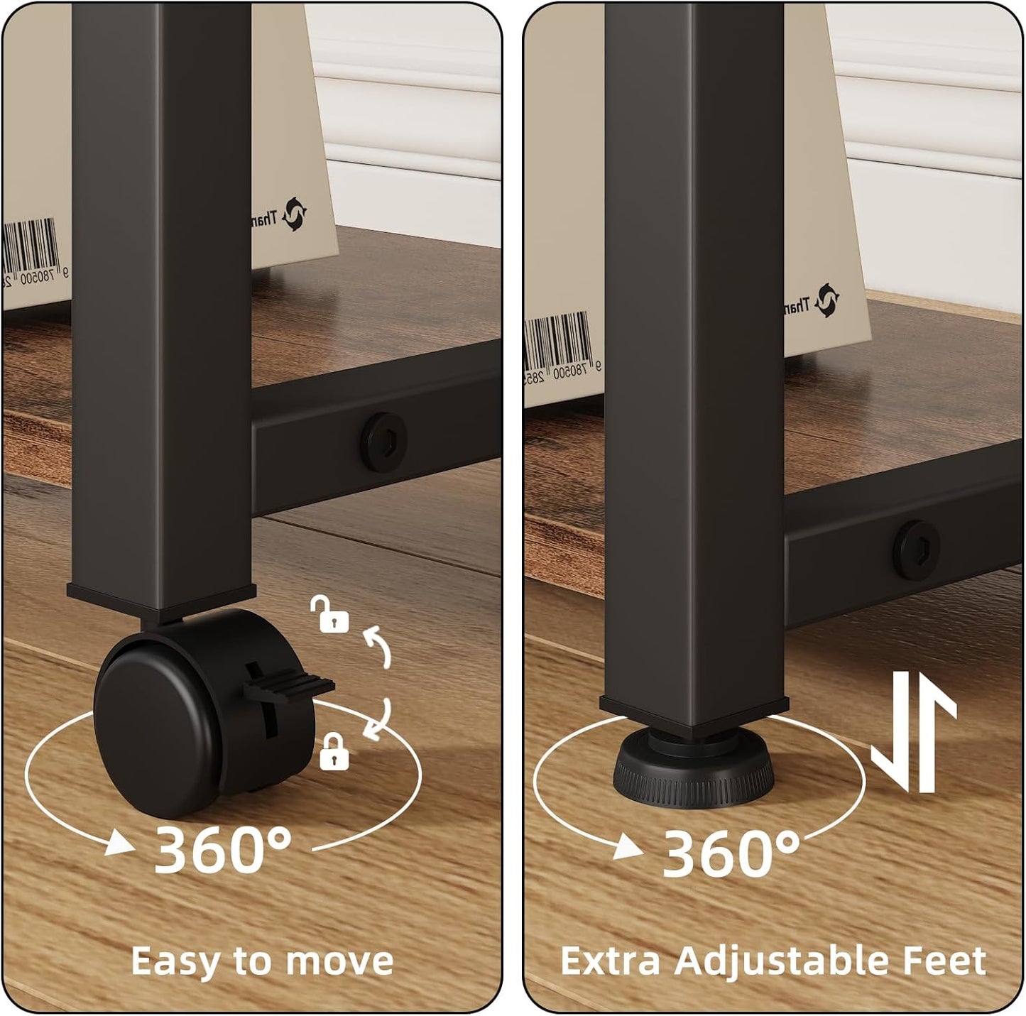 Large Printer Stand with Storage Drawer and Side Bag, 3-Tier Height Adjustable Table for Home Office, Fits Heat Press/Laser/3D Printer (Rustic Brown)