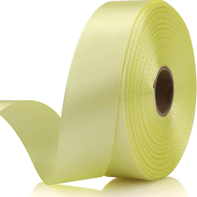 7/8 Inch 30 Yards Rice Yellow Satin Craft Ribbon-Single Face Polyester Ribbon by Unknown