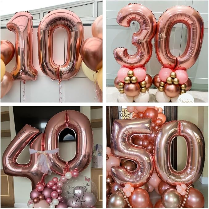 Rose Gold 40 Number Balloons, 40 Inch Big Giant Jumbo 40 Balloon Numbers Rose - Image 6