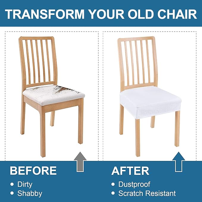 Smiry Waterproof Seat Covers for Dining Room Chairs, No Rear Covers | Stretch - Image 7
