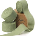 Ribbli 3 Rolls Sage Green Ribbon 1 Inch x 18 Yards Handmade Cotton Frayed by Ribbli