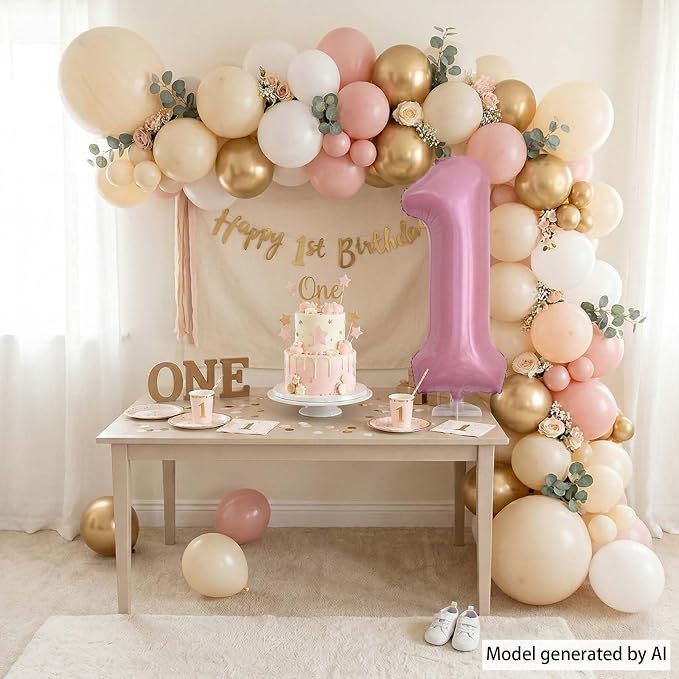 Pearlescent Pink Number 1 Balloon 40 Inch, Shiny Foil - Image 7