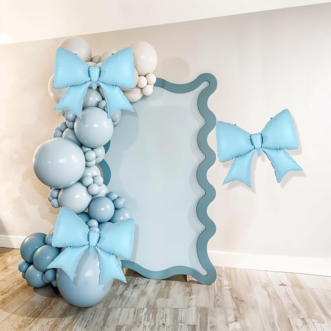 Blue Bow Balloons 38 Inch, Light Blue Giant Bow Shaped Foil Mylar Balloons - Image 7