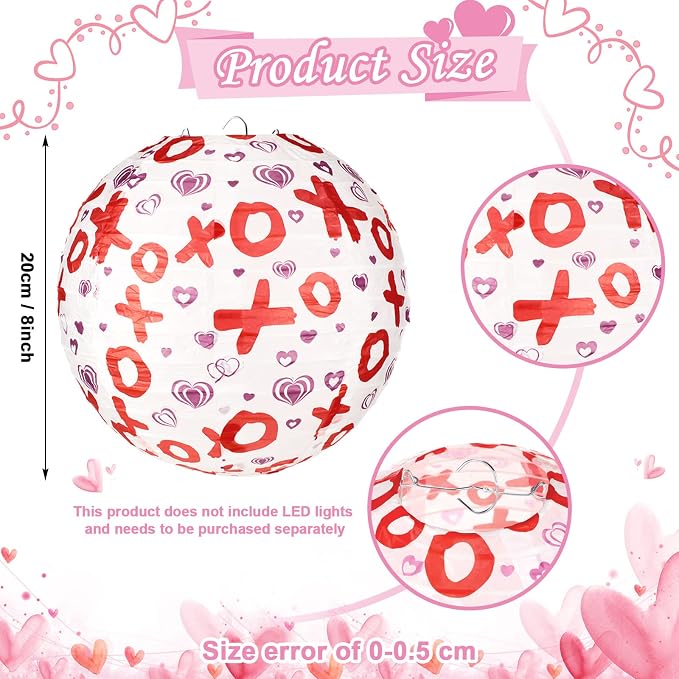 Panelee 12 Pcs Valentine's Day Paper Lanterns Party Decorations Pink Heart - Image 2