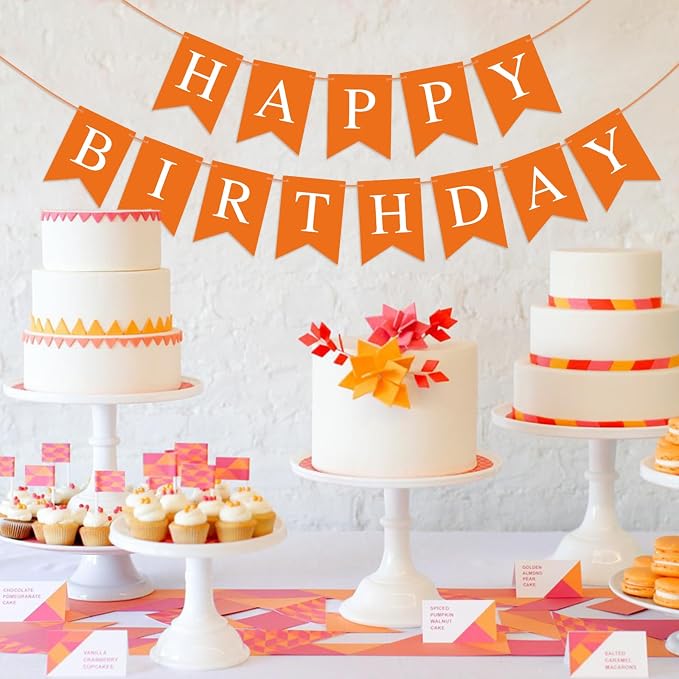 Orange Happy Birthday Banner Birthday Sign - Image 3