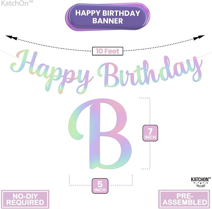 KatchOn Iridescent Happy Birthday Banner 10 Feet Pre-Strung | Happy Birthday - Image 2