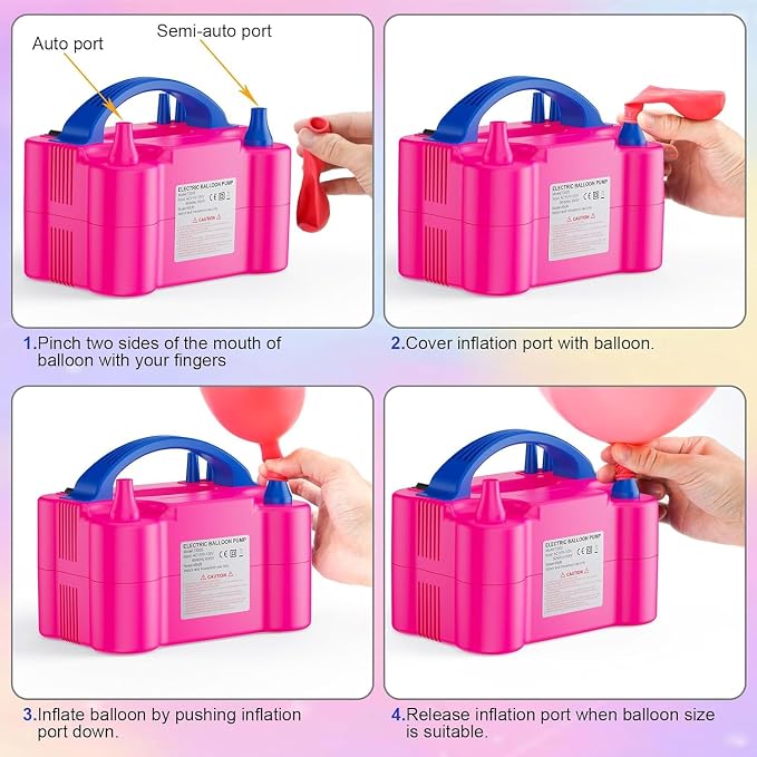 Electric Balloon Pump with Dual Nozzle & 2 Tying Tools | 110V 600W Portable - Image 3