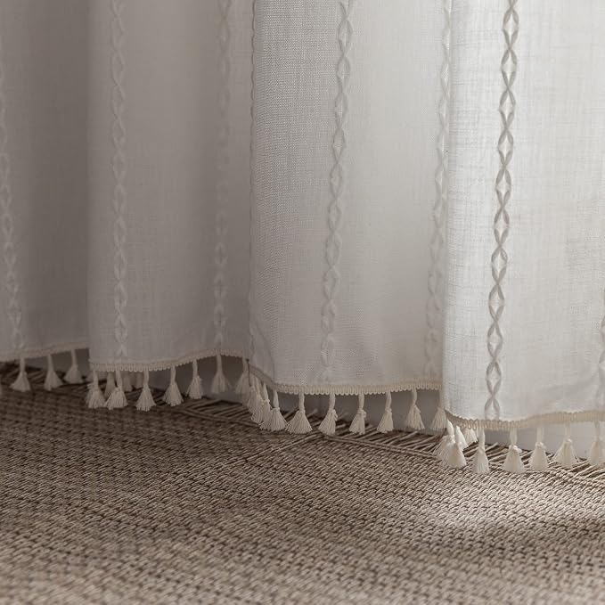 Boho Embroidery Linen Curtains 108 Inches Long - Image 8