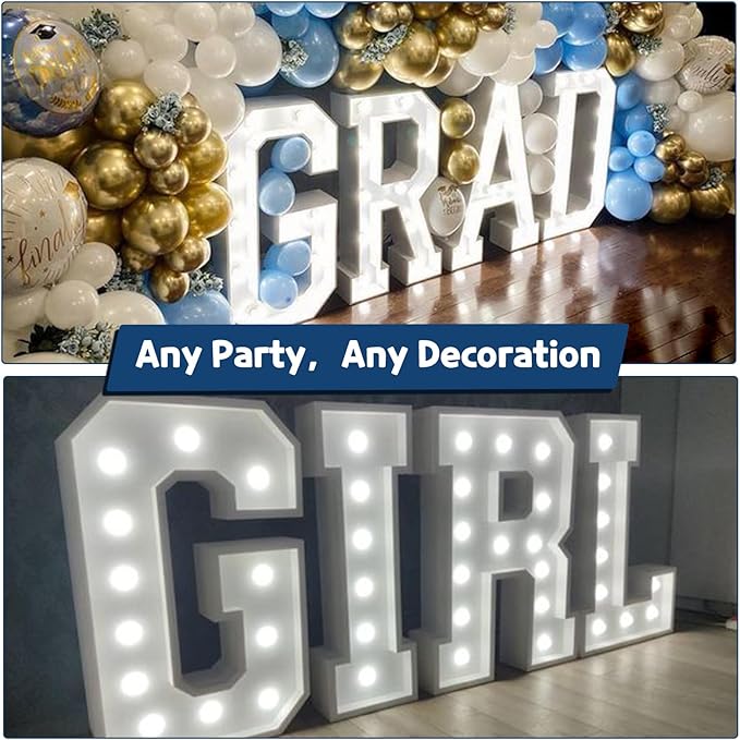 Marquee Letters 3 Feet Tall Large Light Up Letters Baby Shower Decorations Wedding Engagement Proposal White Party Decorations Marry Me Sign Big Cardboard Backdrop E