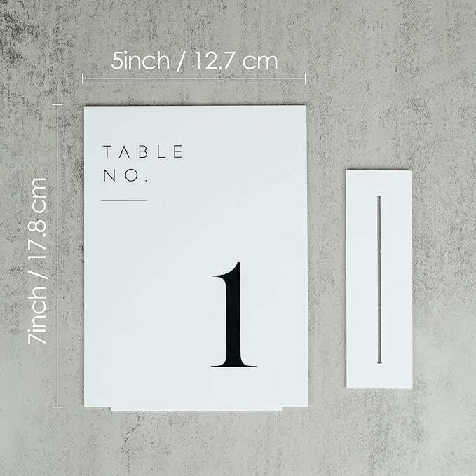 JINMURY White Wedding Table Numbers 1-30 with Stands, 5"x7" White Acrylic Table Numbers, Perfect for Wedding Reception, Party, Anniversary, Event